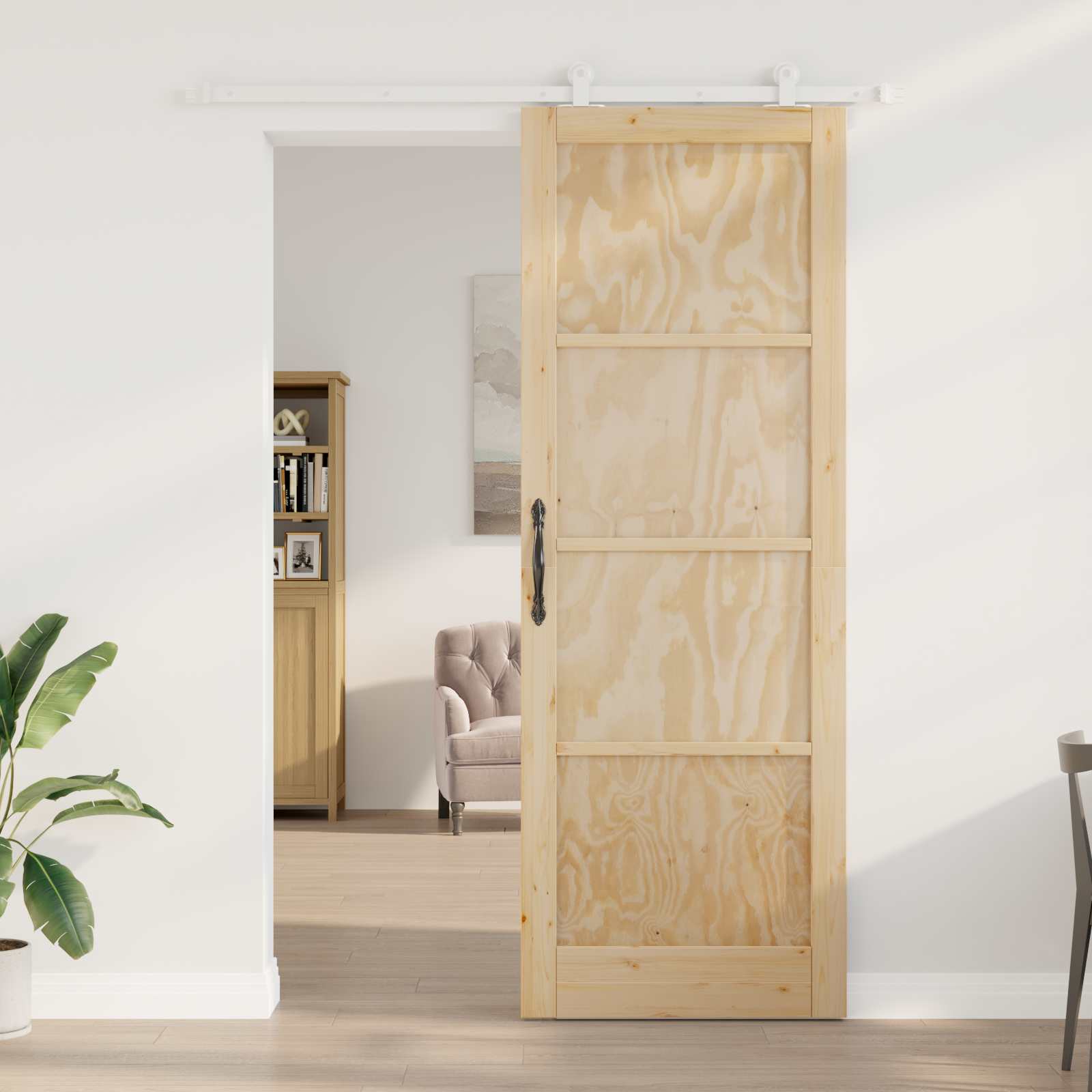 Schuifdeur Natuurlijk en Wit 83 x 232 cm Massief grenenhout