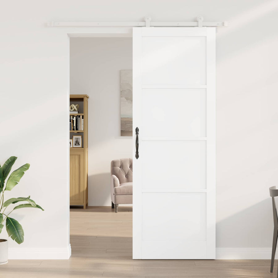 Schuifdeur Wit 83 x 232 cm Massief grenenhout