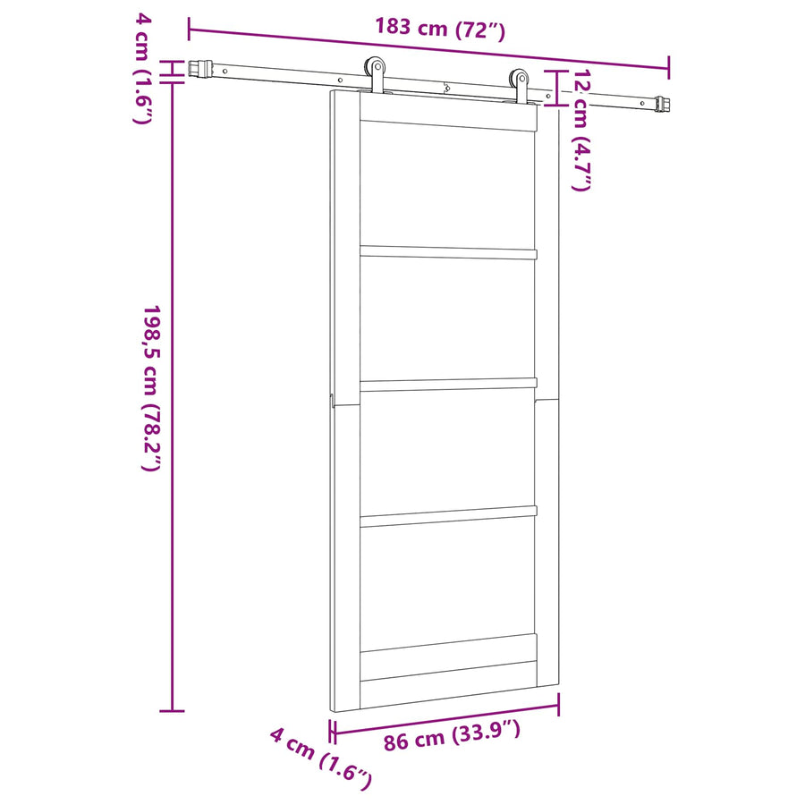 Schuifdeur Natuurlijk en Wit 86 x 198,5 cm Massief grenenhout