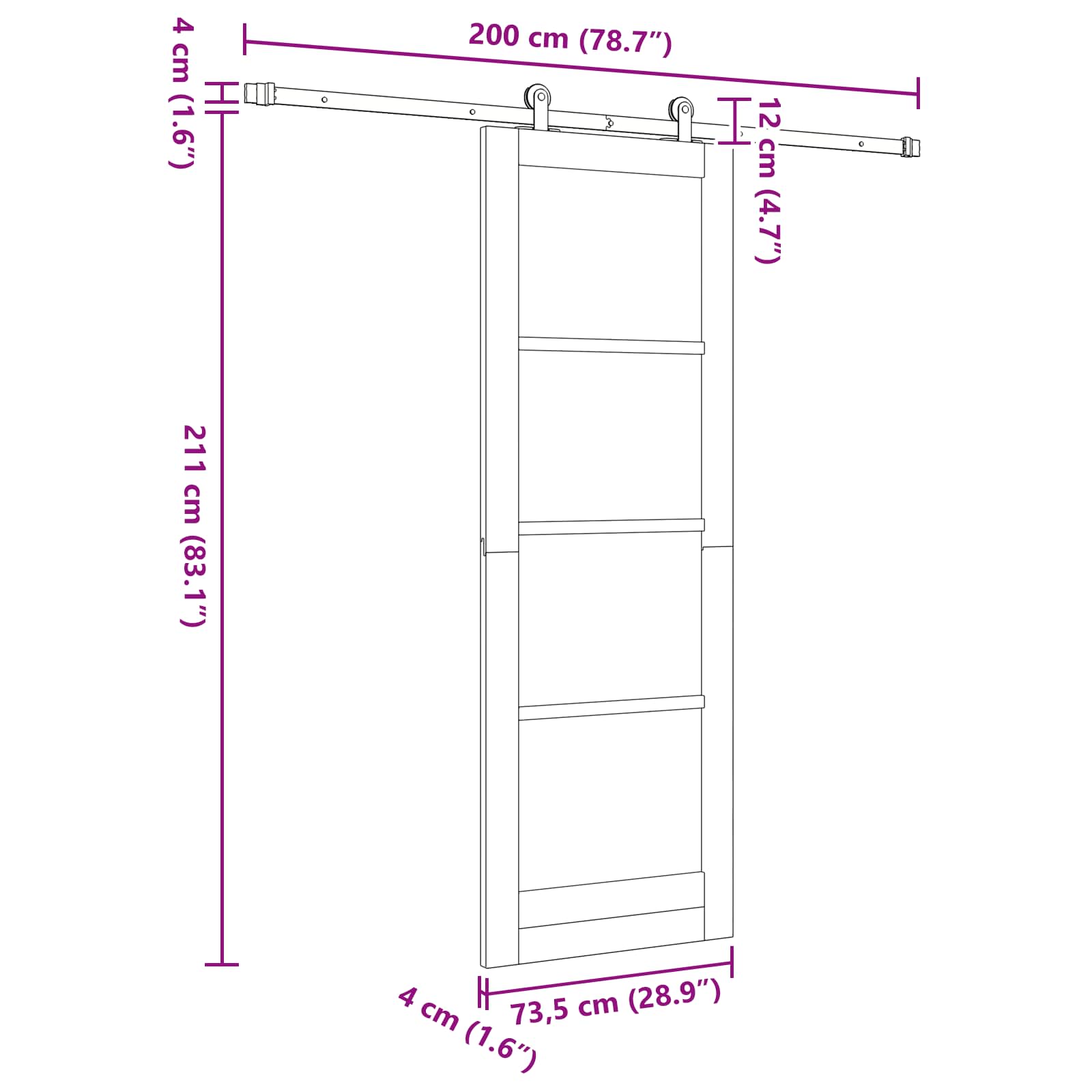Schuifdeur Natuurlijk en Wit 73,5 x 211 cm Massief grenenhout