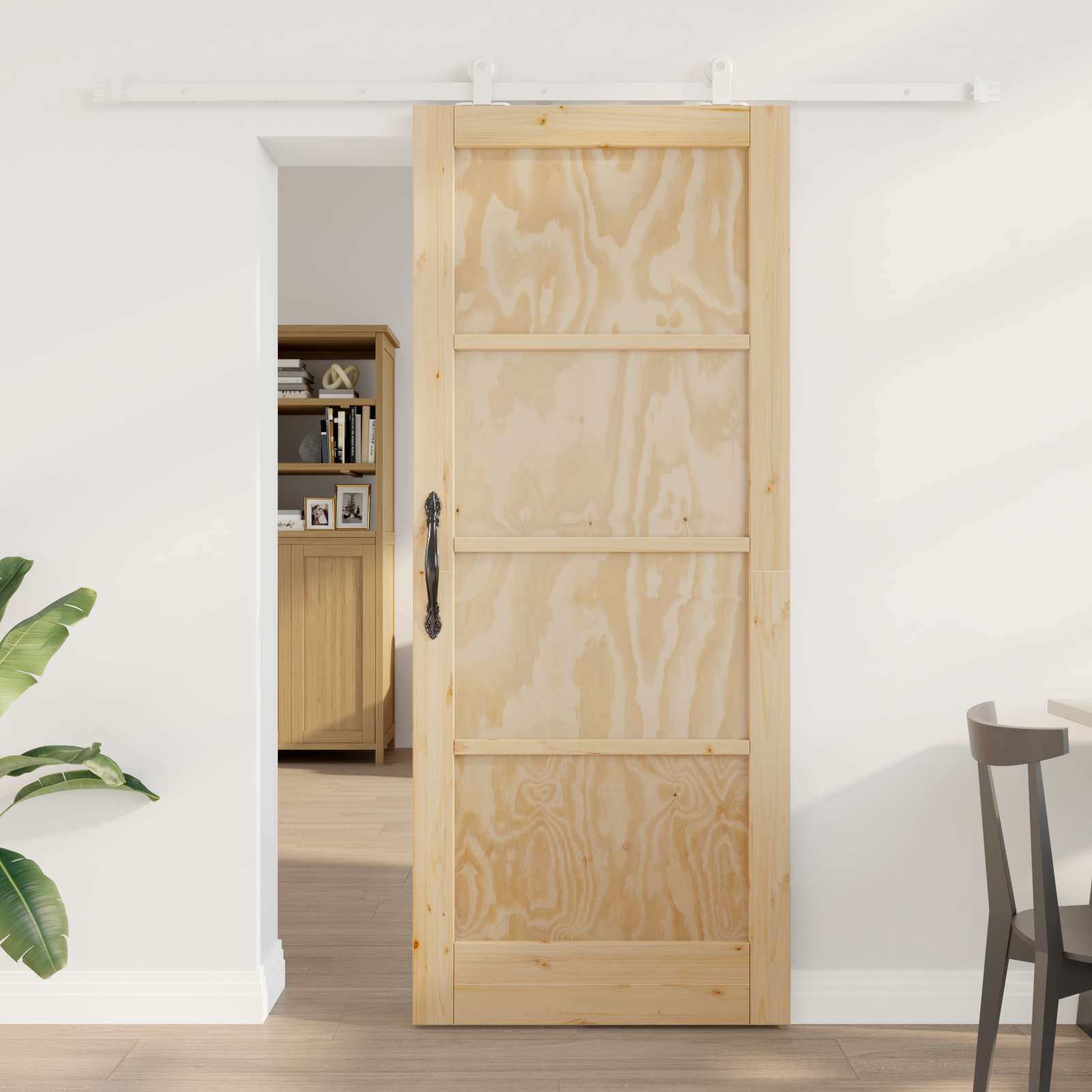 Schuifdeur Natuurlijk en Wit 83 x 202 cm Massief grenenhout