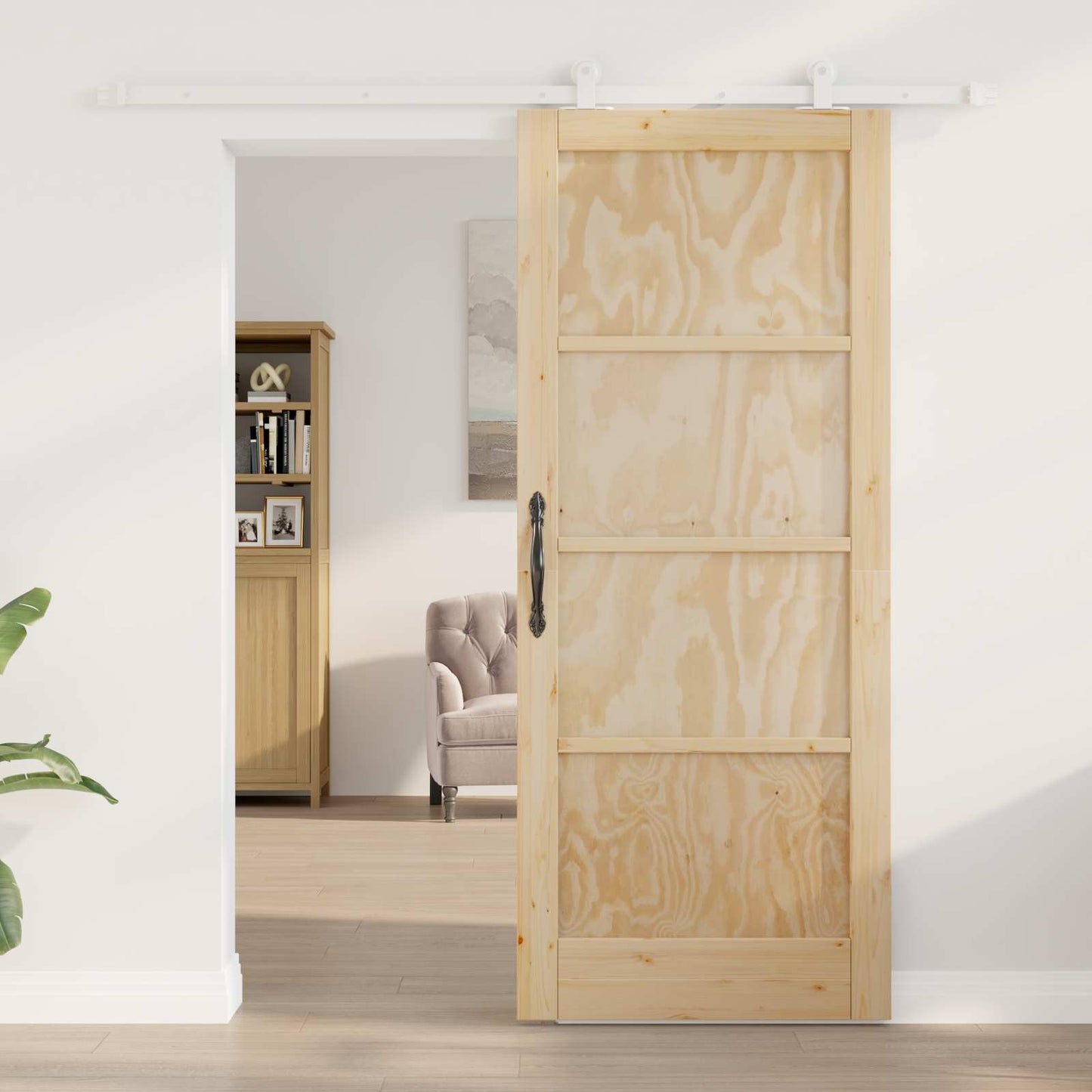 Schuifdeur Natuurlijk en Wit 83 x 202 cm Massief grenenhout