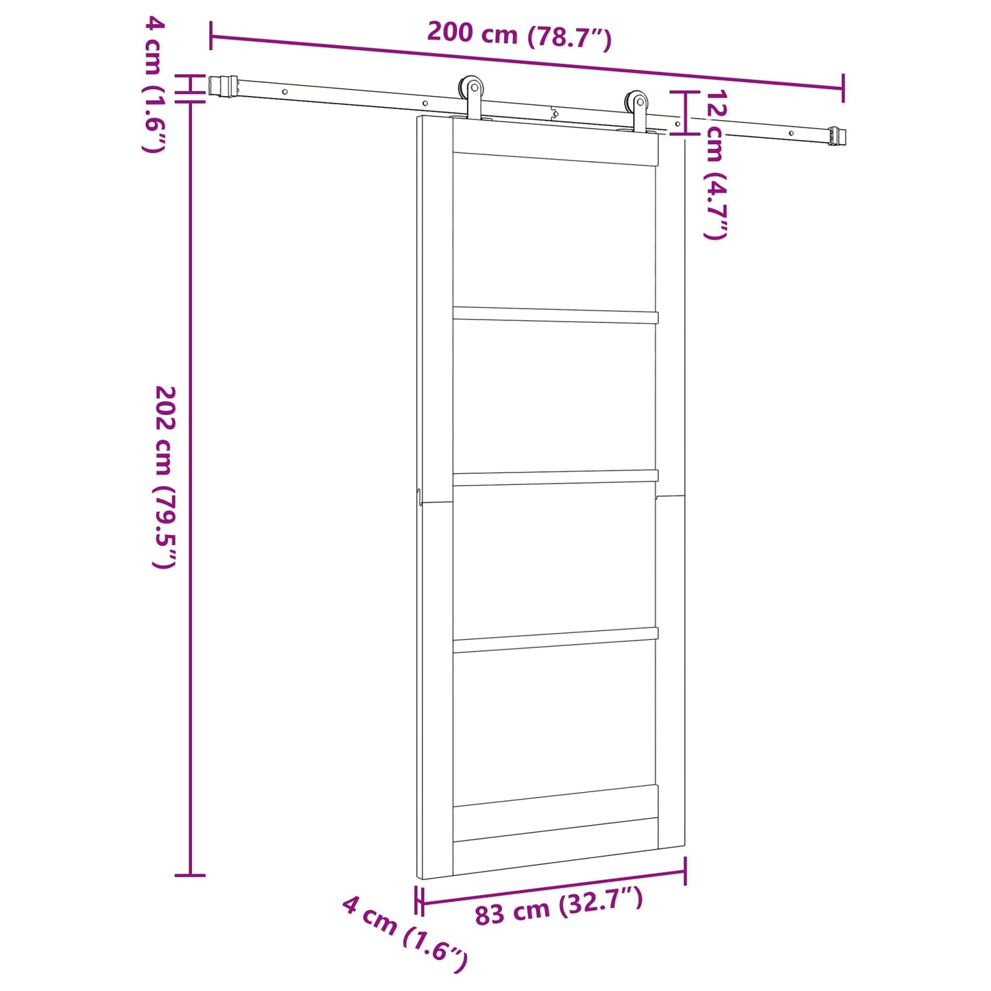 Schuifdeur Natuurlijk en Wit 83 x 202 cm Massief grenenhout