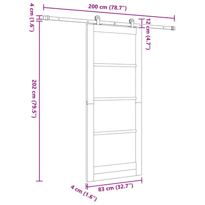Schuifdeur Natuurlijk en Wit 83 x 202 cm Massief grenenhout