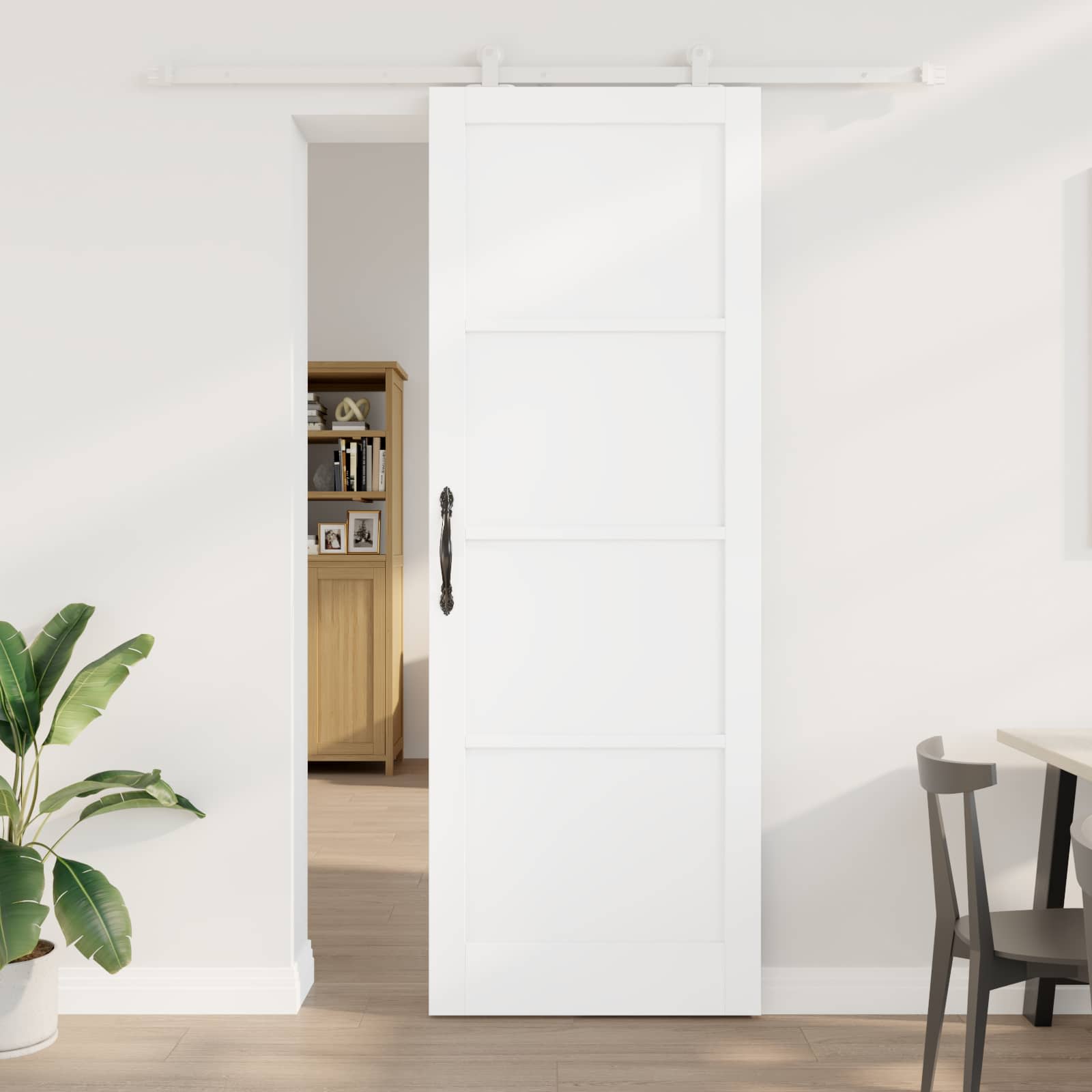 Schuifdeur Wit 83 x 232 cm Massief grenenhout