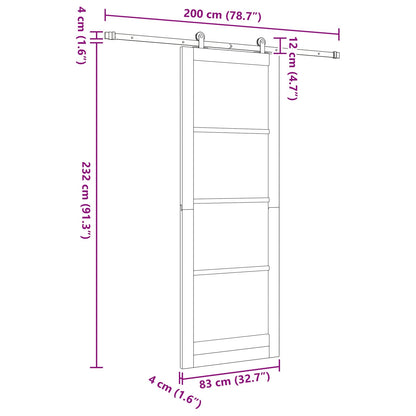 Schuifdeur Wit 83 x 232 cm Massief grenenhout