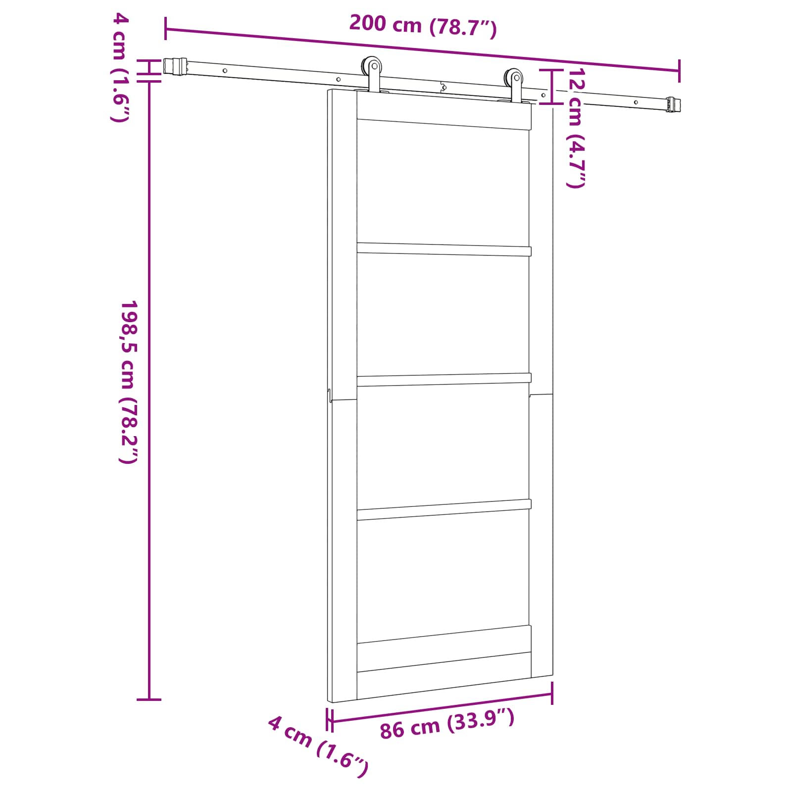Schuifdeur Natuurlijk en Wit 86 x 198,5 cm Massief grenenhout