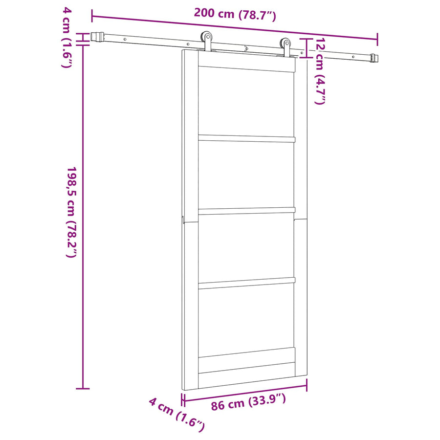 Schuifdeur Natuurlijk en Wit 86 x 198,5 cm Massief grenenhout