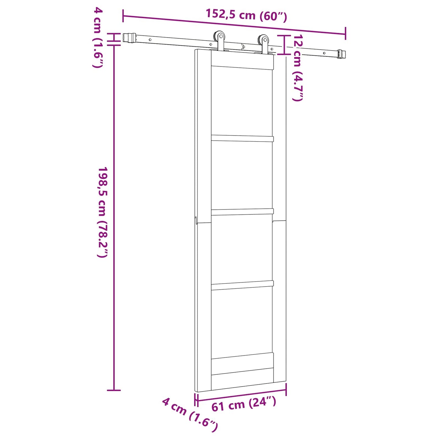 Schuifdeur ORKDAL Naturel 61 x 198,5 cm Massief grenenhout