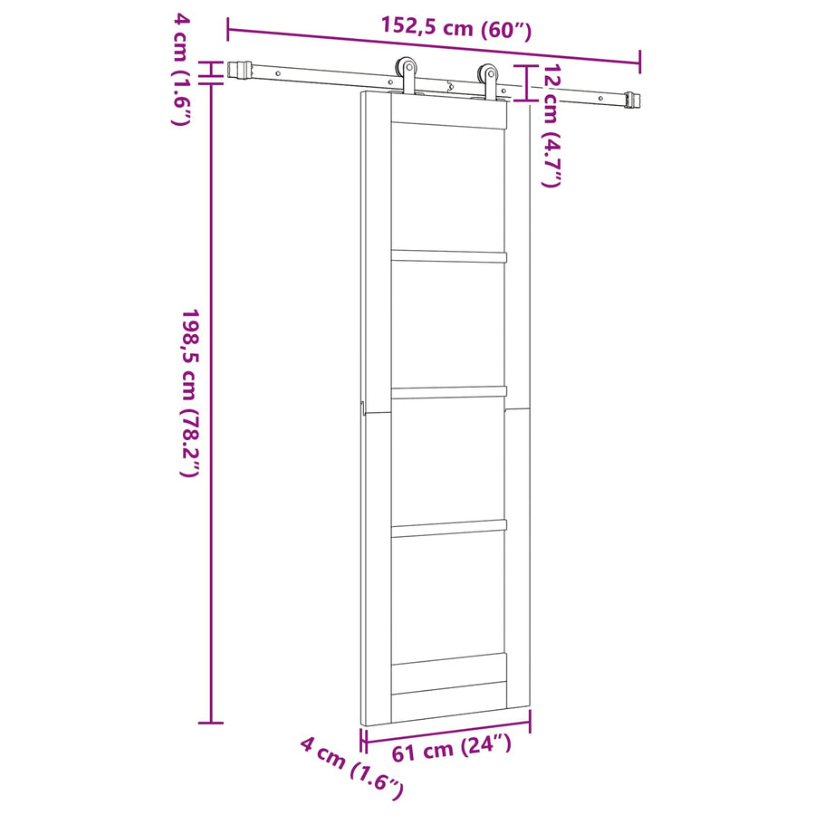 Schuifdeur ORKDAL Naturel 61 x 198,5 cm Massief grenenhout