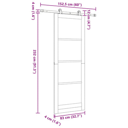 Schuifdeur ORKDAL Wit 83 x 232 cm Massief grenenhout