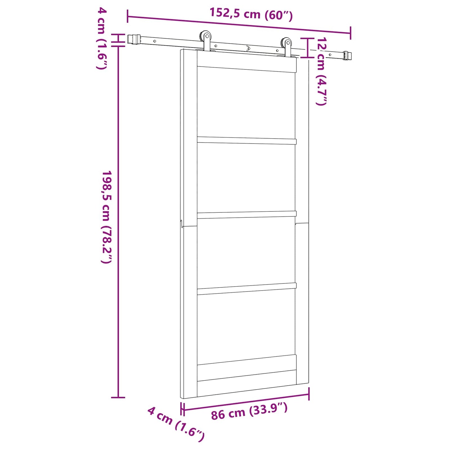 Schuifdeur ORKDAL Naturel 86 x 198,5 cm Massief grenenhout