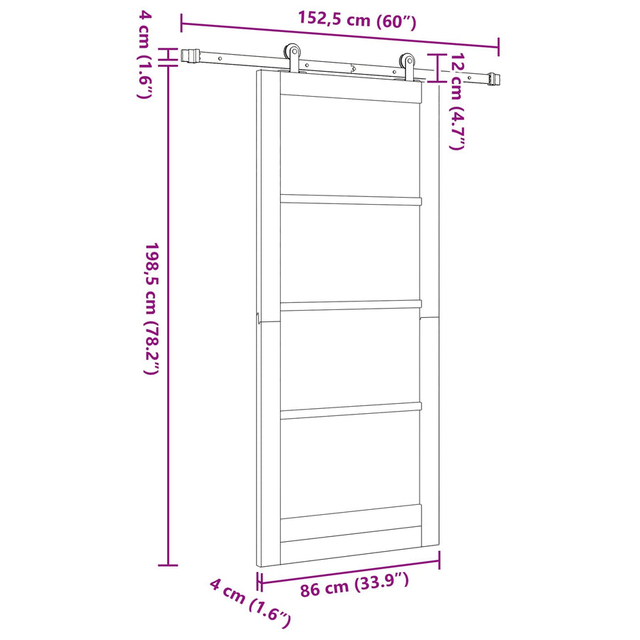 Schuifdeur ORKDAL Naturel 86 x 198,5 cm Massief grenenhout