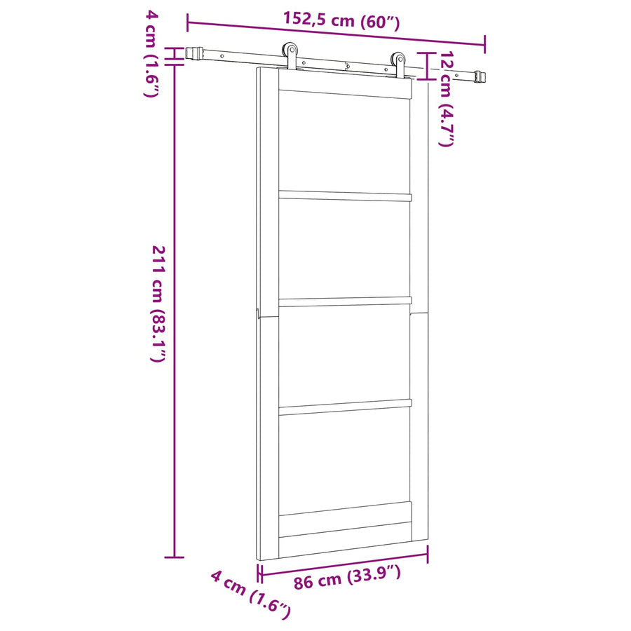 Schuifdeur ORKDAL Naturel 86 x 211 cm Massief grenenhout