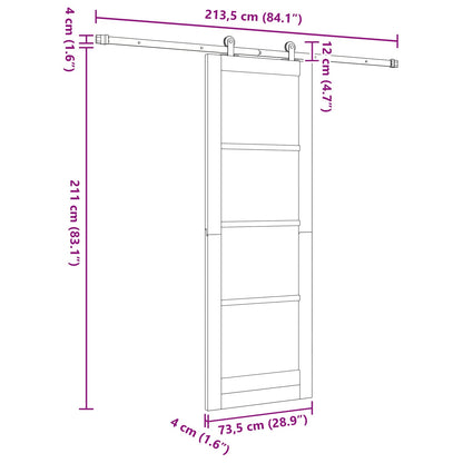 Schuifdeur ORKDAL Naturel 73,5 x 211 cm Massief grenenhout