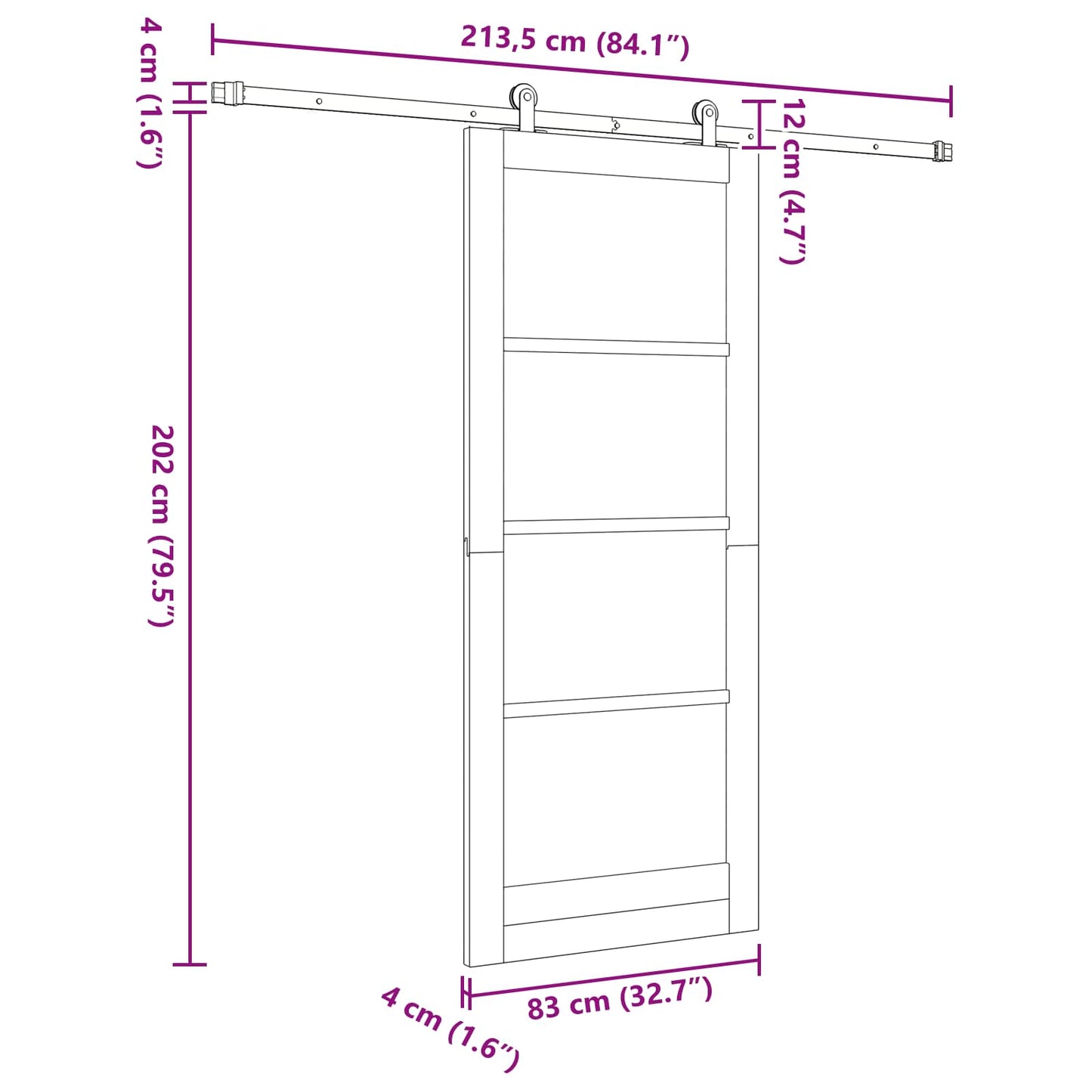 Schuifdeur ORKDAL Wit 83 x 202 cm Massief grenenhout