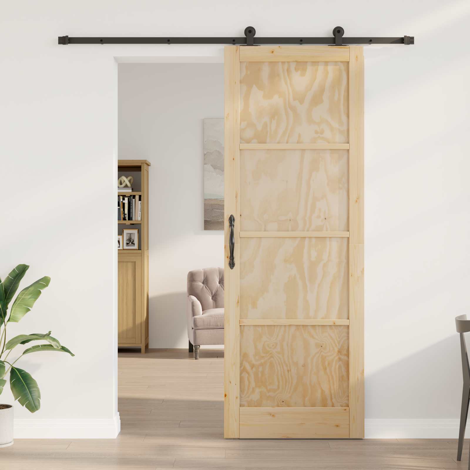 Schuifdeur ORKDAL Naturel 83 x 232 cm Massief grenenhout