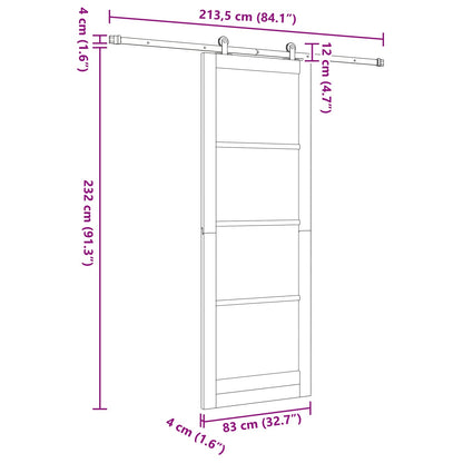 Schuifdeur ORKDAL Wit 83 x 232 cm Massief grenenhout