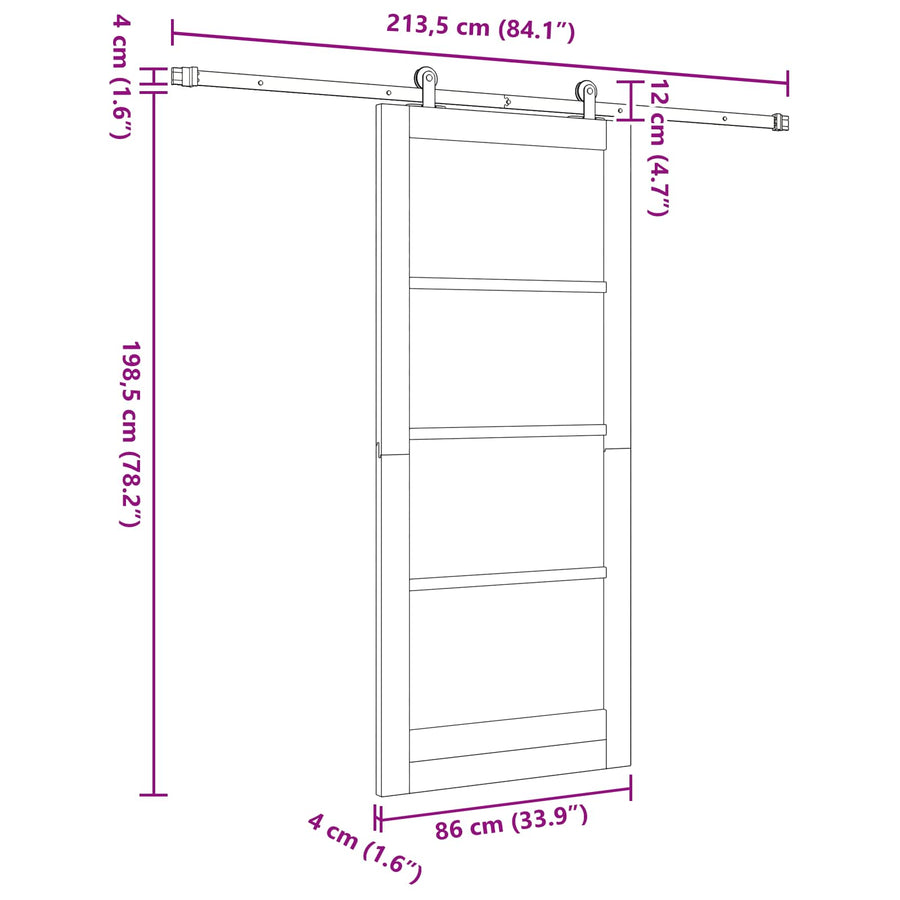 Schuifdeur ORKDAL Naturel 86 x 198,5 cm Massief grenenhout