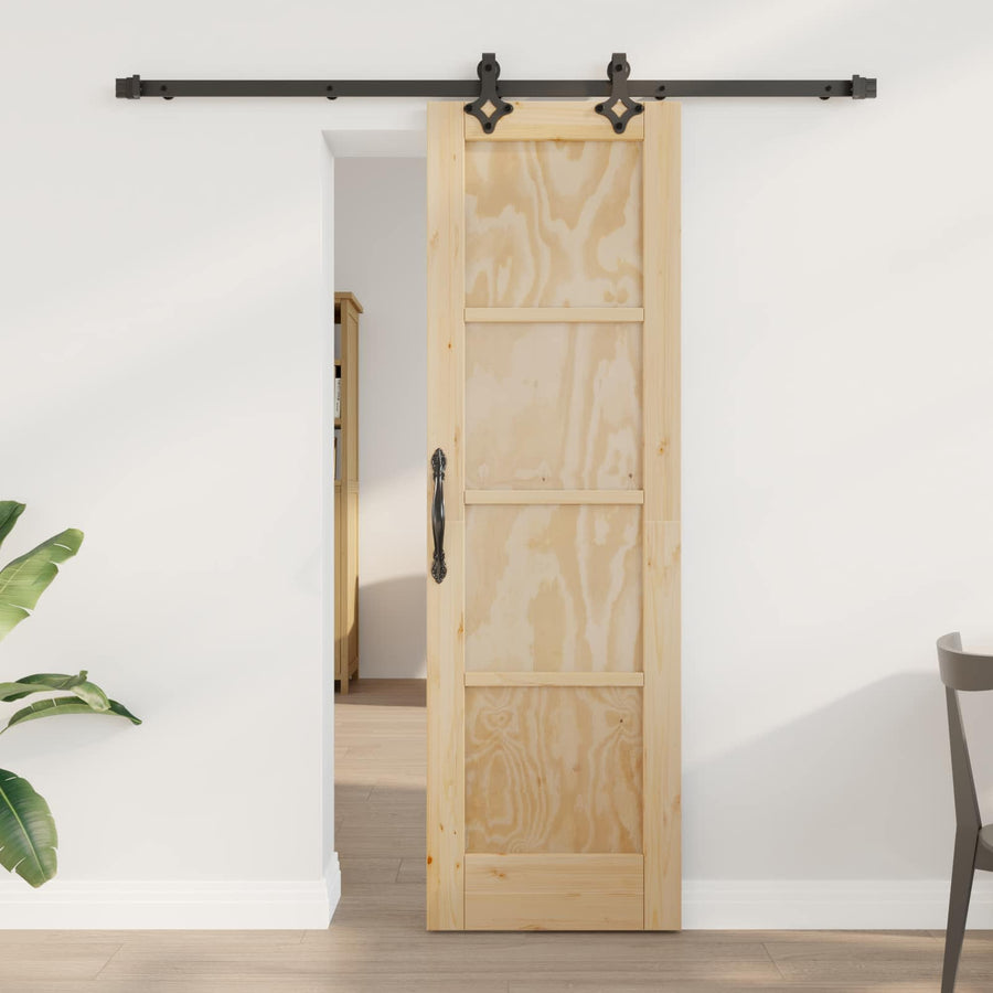 Schuifdeur Naturel en Zwart 61 x 198,5 cm Massief grenenhout