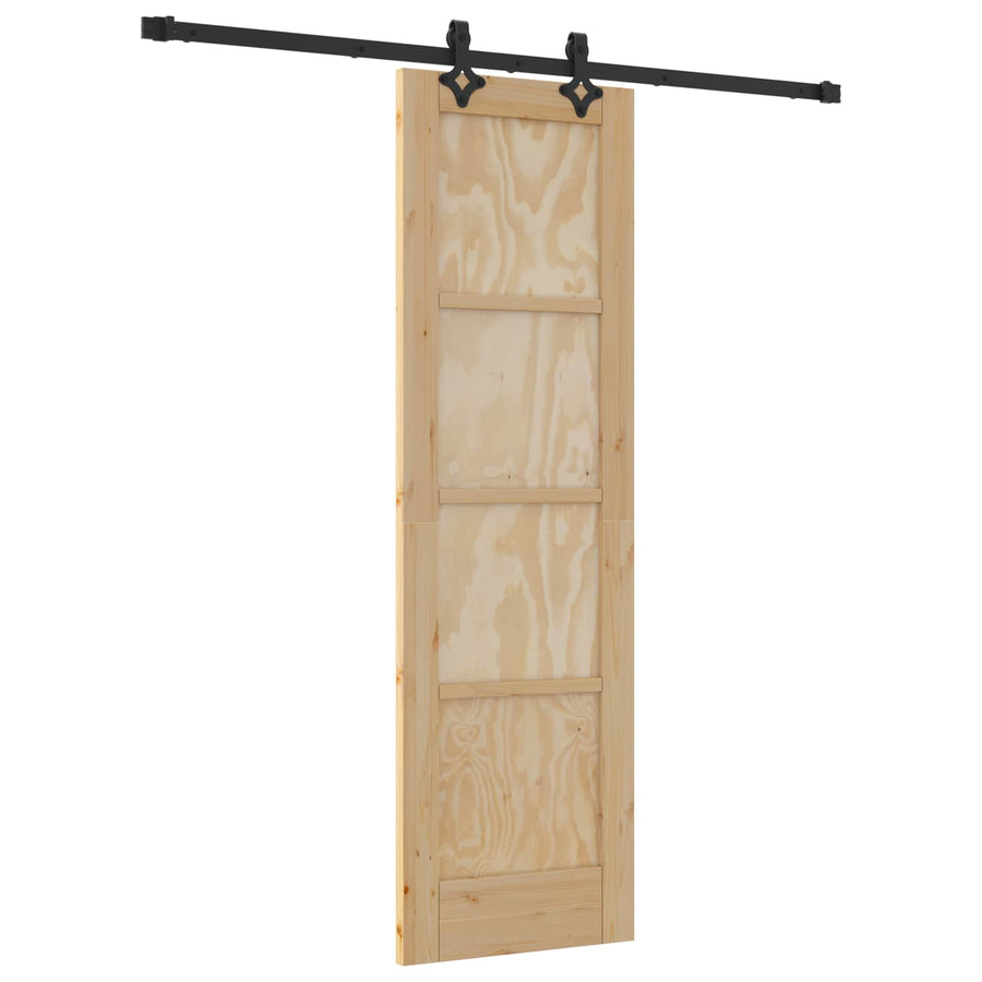 Schuifdeur Naturel en Zwart 61 x 198,5 cm Massief grenenhout