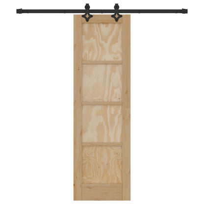 Schuifdeur Naturel en Zwart 61 x 198,5 cm Massief grenenhout