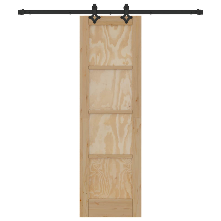 Schuifdeur Naturel en Zwart 61 x 198,5 cm Massief grenenhout