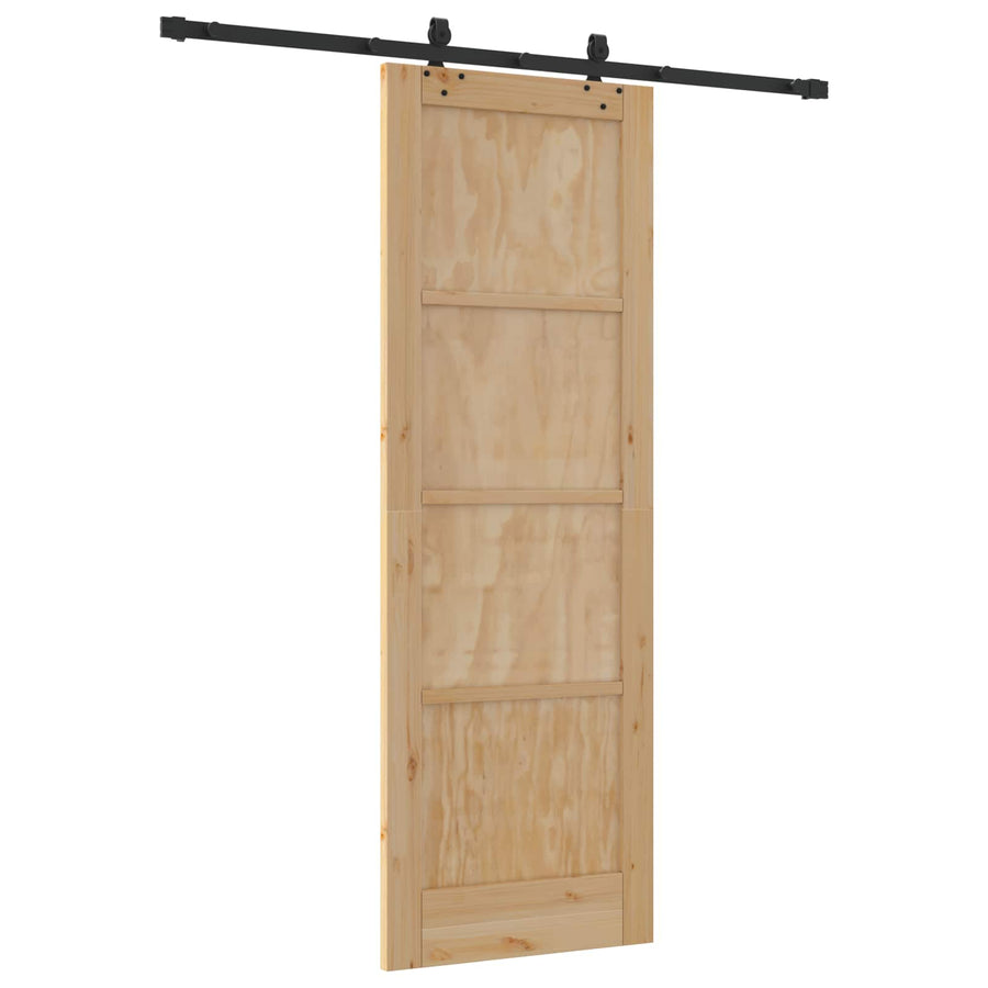 Schuifdeur Naturel en Zwart 73,5 x 211 cm Massief grenenhout
