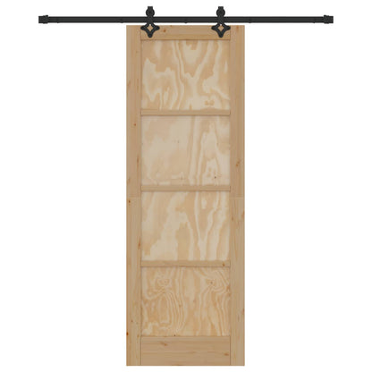 Schuifdeur Naturel en Zwart 73,5 x 211 cm Massief grenenhout