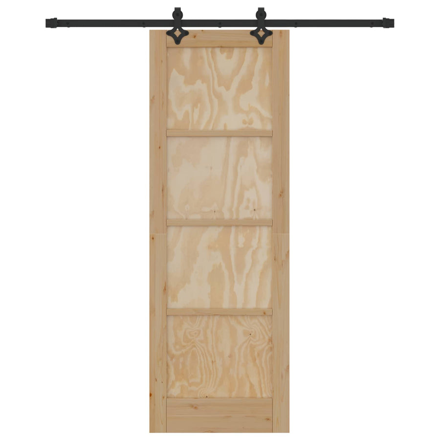 Schuifdeur Naturel en Zwart 73,5 x 211 cm Massief grenenhout