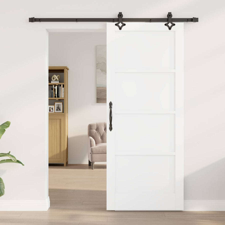 Schuifdeur Wit en zwart 83 x 202 cm Massief grenenhout