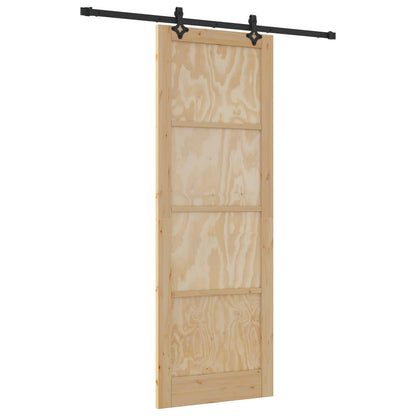 Schuifdeur Naturel en Zwart 83 x 232 cm Massief grenenhout