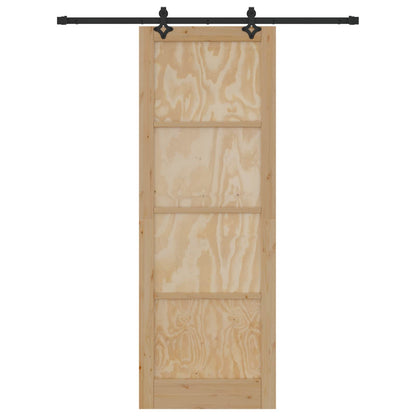 Schuifdeur Naturel en Zwart 83 x 232 cm Massief grenenhout