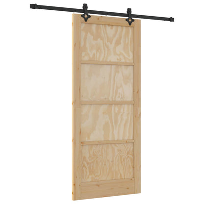 Schuifdeur Naturel en Zwart 86 x 198,5 cm Massief grenenhout