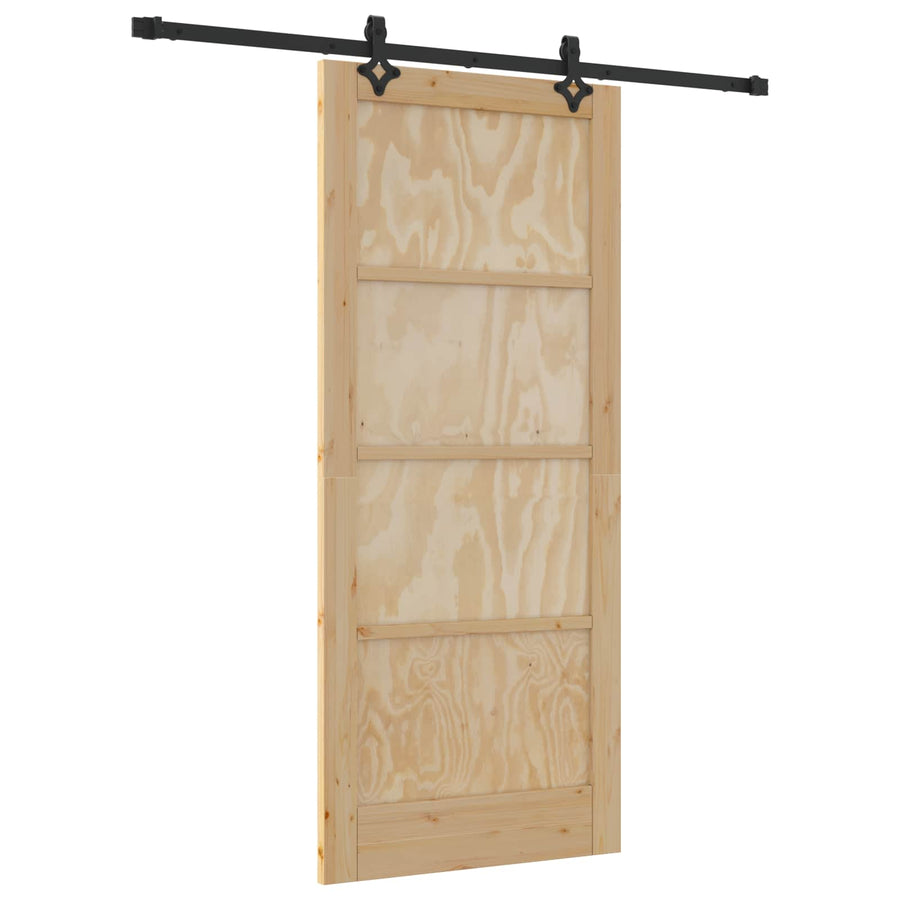 Schuifdeur Naturel en Zwart 86 x 198,5 cm Massief grenenhout