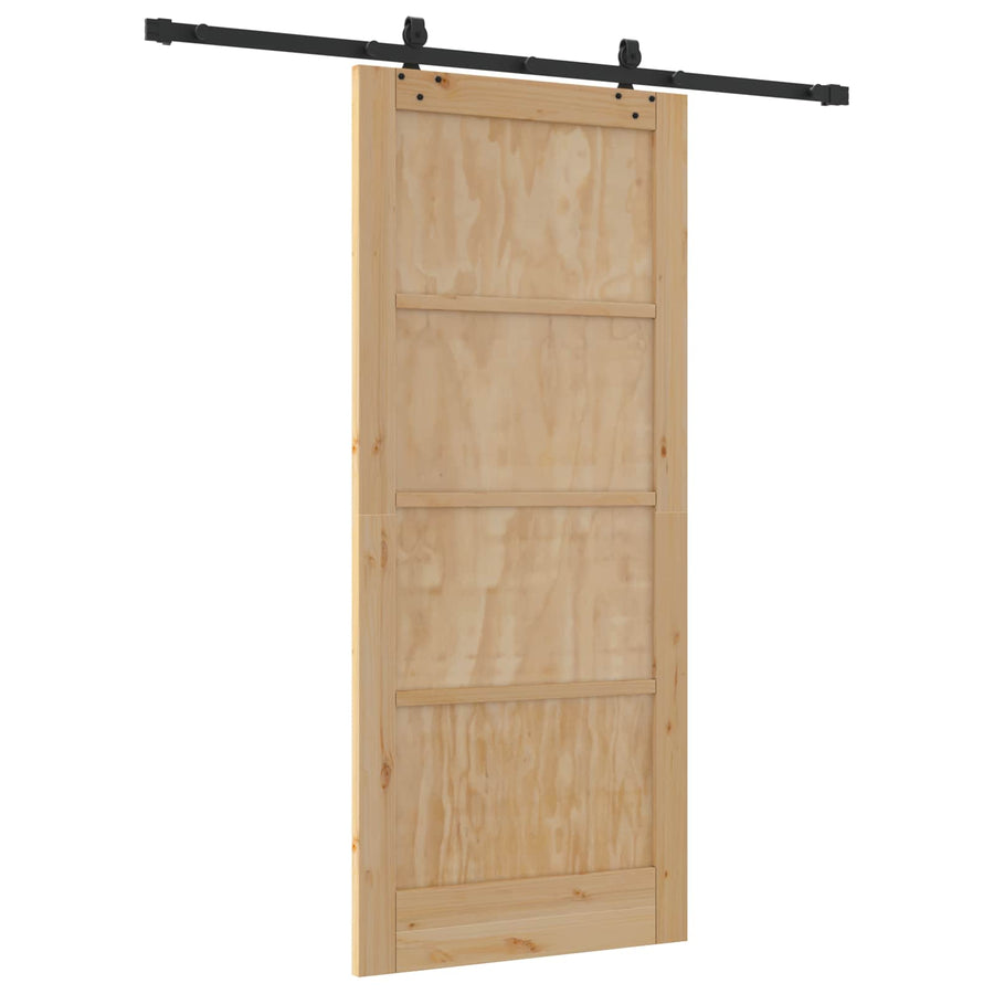 Schuifdeur Naturel en Zwart 86 x 198,5 cm Massief grenenhout