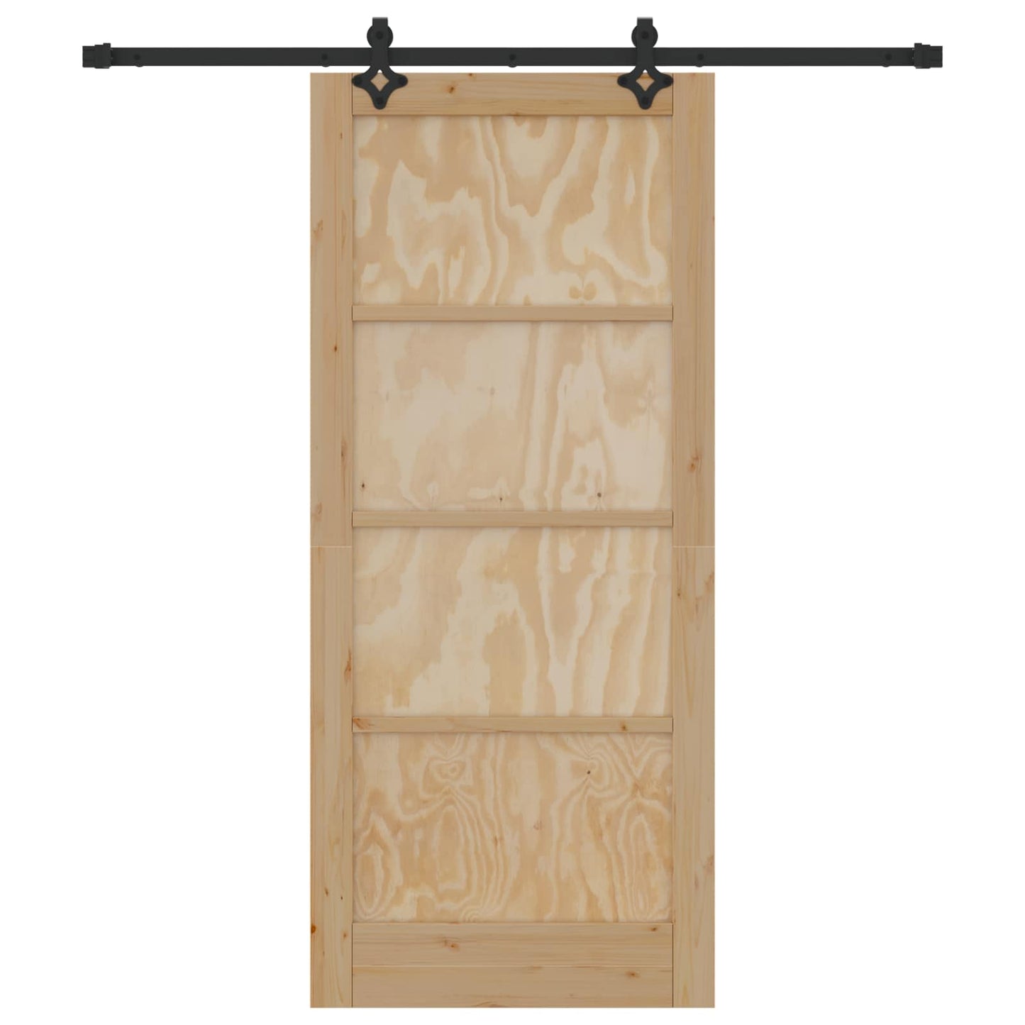 Schuifdeur Naturel en Zwart 86 x 198,5 cm Massief grenenhout