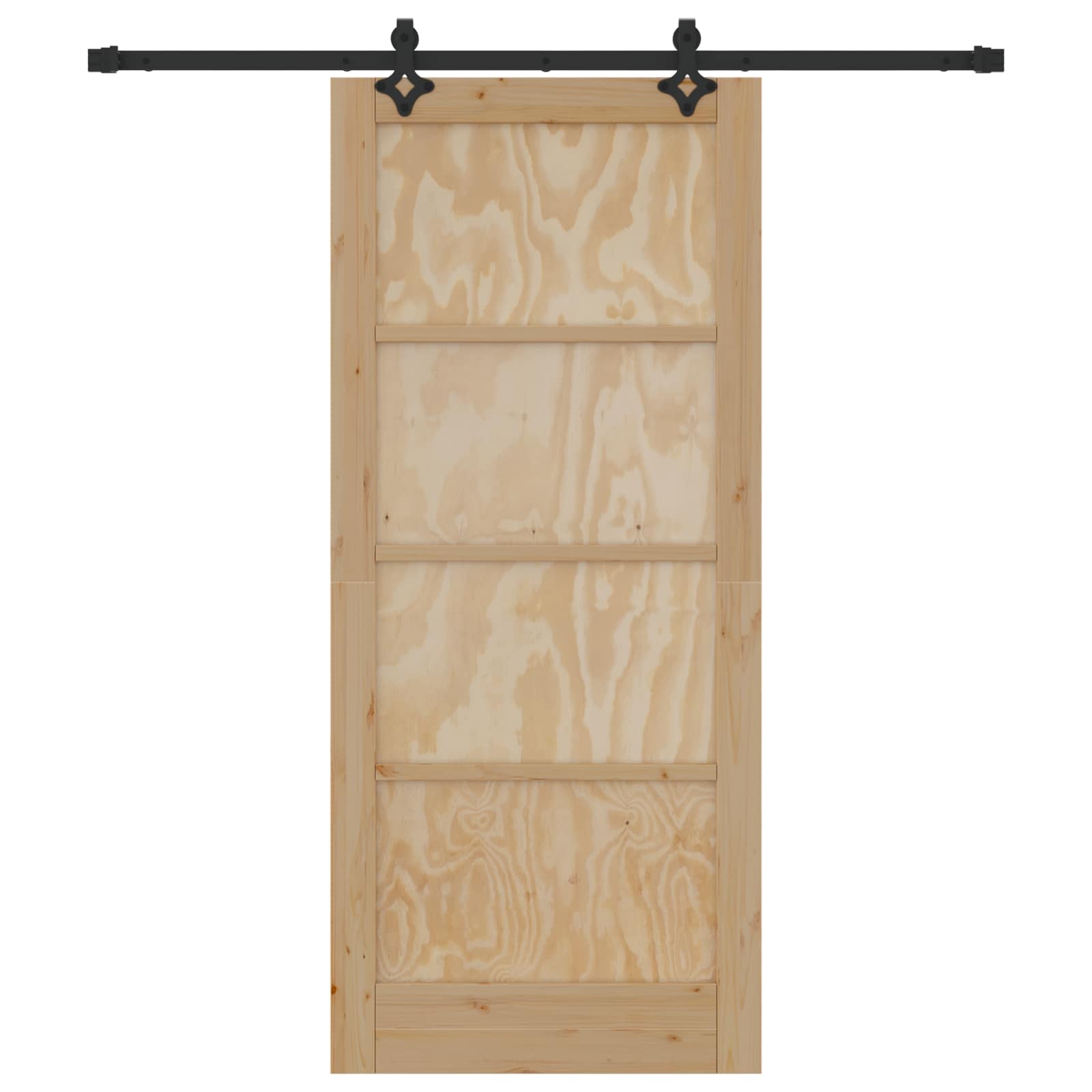 Schuifdeur Naturel en Zwart 86 x 198,5 cm Massief grenenhout