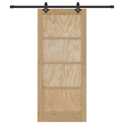 Schuifdeur Naturel en Zwart 86 x 198,5 cm Massief grenenhout