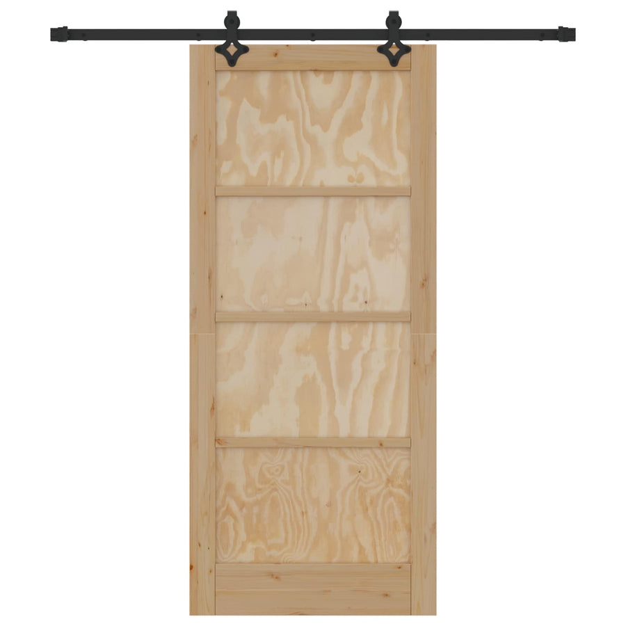Schuifdeur Naturel en Zwart 86 x 198,5 cm Massief grenenhout