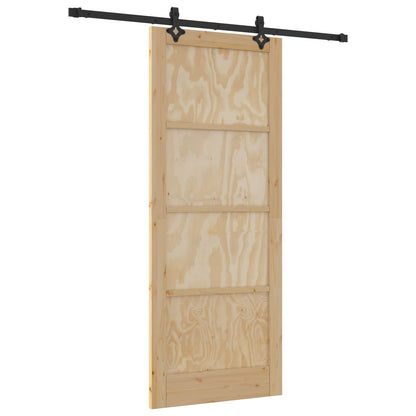 Schuifdeur Naturel en Zwart 86 x 211 cm Massief grenenhout