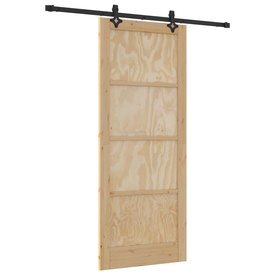 Schuifdeur Naturel en Zwart 86 x 211 cm Massief grenenhout