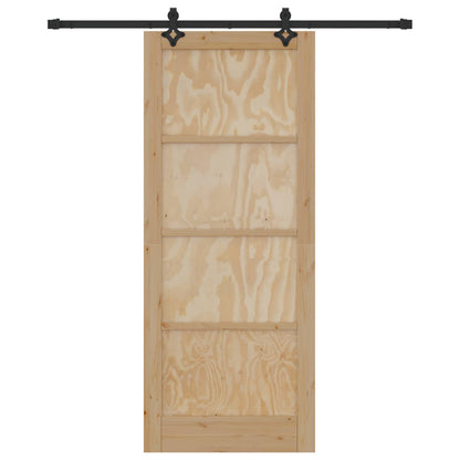Schuifdeur Naturel en Zwart 86 x 211 cm Massief grenenhout