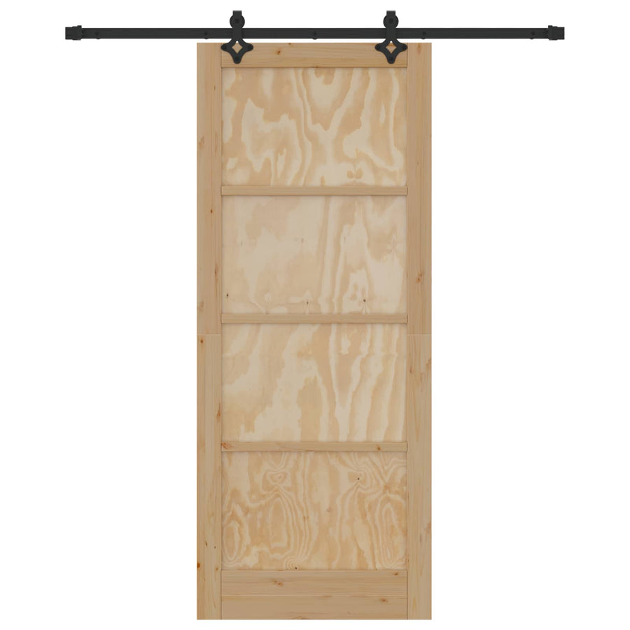 Schuifdeur Naturel en Zwart 86 x 211 cm Massief grenenhout