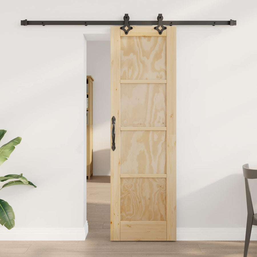 Schuifdeur Naturel en Zwart 61 x 198,5 cm Massief grenenhout