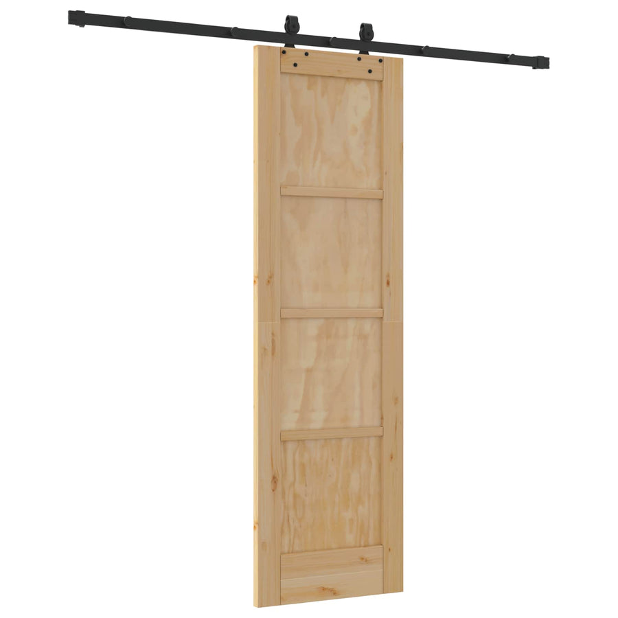 Schuifdeur Naturel en Zwart 61 x 198,5 cm Massief grenenhout