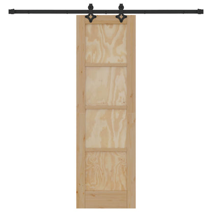 Schuifdeur Naturel en Zwart 61 x 198,5 cm Massief grenenhout