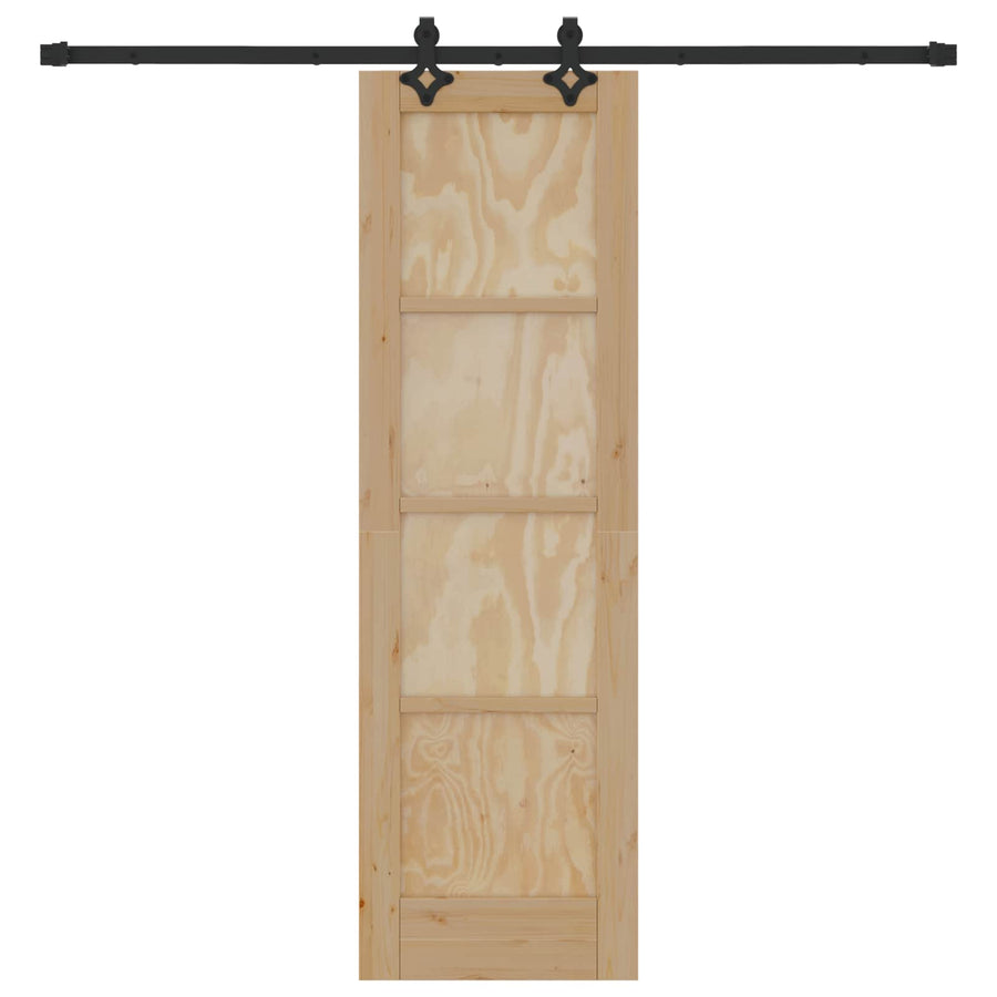 Schuifdeur Naturel en Zwart 61 x 198,5 cm Massief grenenhout