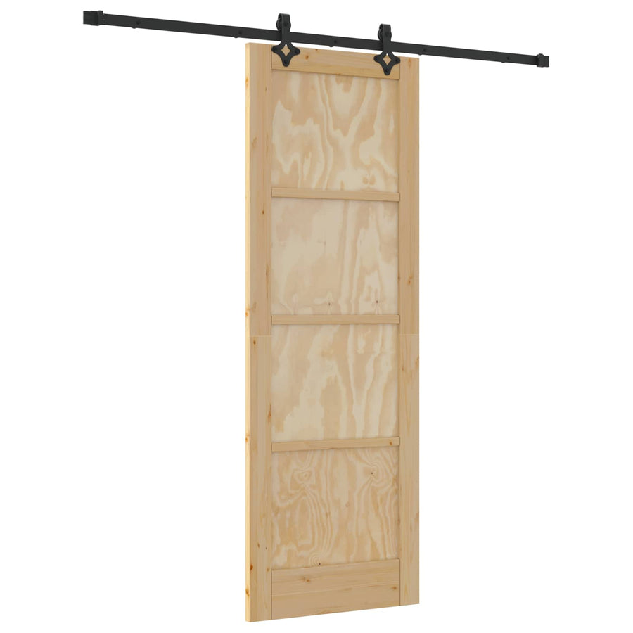 Schuifdeur Naturel en Zwart 73,5 x 211 cm Massief grenenhout