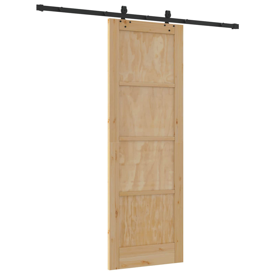 Schuifdeur Naturel en Zwart 73,5 x 211 cm Massief grenenhout